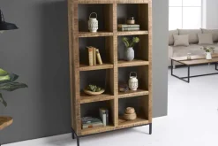 Massives Regal IRON CRAFT 176cm Mangoholz Bücherregal acht Fächer Industrial Design