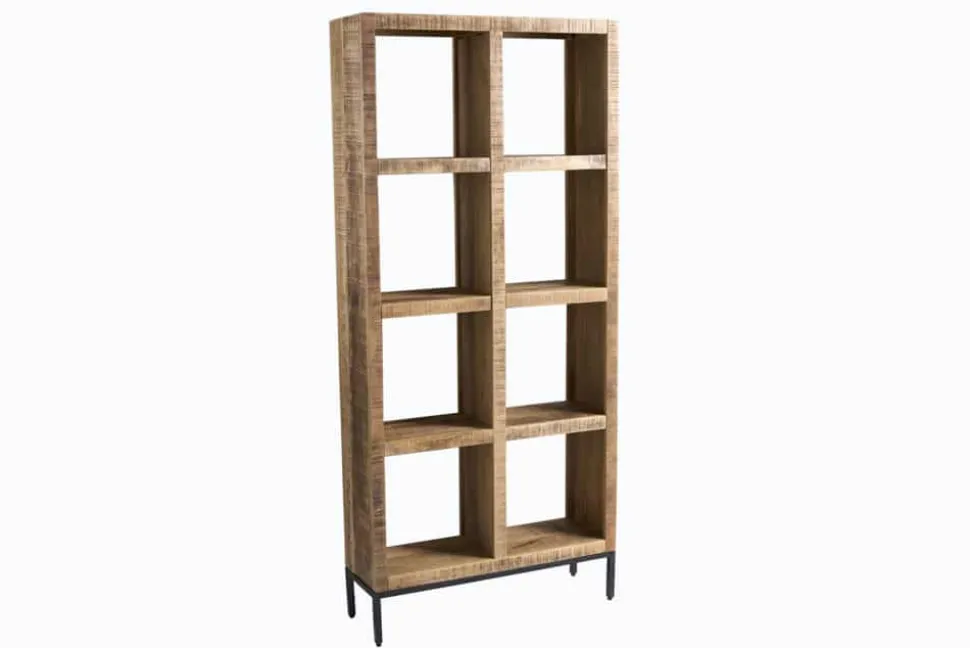 Massives Regal IRON CRAFT 176cm Mangoholz Bücherregal acht Fächer Industrial Design
