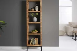 Massives Regal IRON CRAFT 176cm Mangoholz Bücherregal vier Fächer Industrial Design