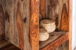 Massives Regal MAKASSAR 180cm Sheesham Holz smoke finish 8 Fächer handmade