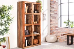 Massives Regal MAKASSAR 180cm Sheesham Holz smoke finish 8 Fächer handmade