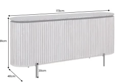 Massives Sideboard ADLON 170cm grau gebürstet Mangoholz mit weißer Marmorplatte