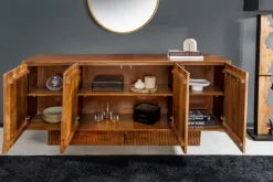 Massives Sideboard ART DECO 170cm braun smoke Mangoholz 3D-Front