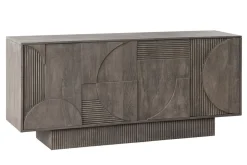 Massives Sideboard ART DECO 170cm grau Mangoholz 3D-Front