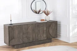Massives Sideboard ART DECO 170cm grau Mangoholz 3D-Front