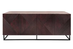 Massives Sideboard CREATIVO 180cm Mangoholz aufwändige 3D Front Retro Design