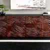 Massives Sideboard FLUID 175cm walnuss-braun Akazienholz 3D-Design schwarzer Sockelfuß