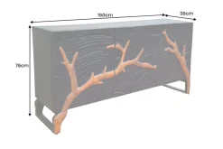 Massives Sideboard FOREST 160cm schwarz braun Mangoholz sechs Fächer 3D-Front