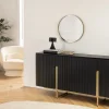 Massives Sideboard GATSBY 160cm schwarz gold Mangoholz Retro handmade