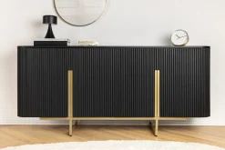 Massives Sideboard GATSBY 160cm schwarz gold Mangoholz Retro handmade