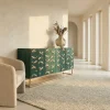 Massives Sideboard GOLDEN LAGOON 180cm türkis gold Mangoholz Metall 3D-Front