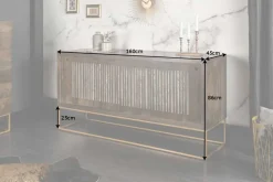 Massives Sideboard ONYX 160cm dunkelbraun gold Mangoholz Edelstein Achat Schiebetüren
