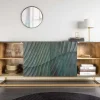Massives Sideboard SCORPION 180cm türkis Mangoholz gold Metall 3D Schnitzereien
