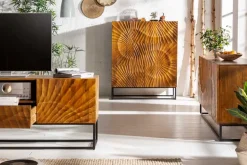 Massives Sideboard SCORPION 180cm braun Mangoholz aufwendige 3D Schnitzereien