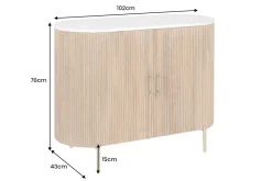 Massives Sideboard TRES CHIC 105cm natur Mangoholz weiß Marmor gold Metall