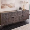 Massives Sideboard TRIBAL 180cm antik braun Mangoholz 3D-Front viel Stauraum
