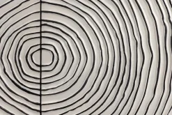Massives Sideboard ZEN CIRCLES 180cm weiß schwarz gold Mangoholz 3D-Design