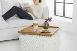 Massives Tablett MAKASSAR 50cm braun Mangoholz honey finish handmade
