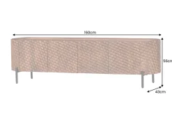Massives TV-Board ADLON 160cm braun Mangoholz schwarz Metall Lowboard mit 3D- Front