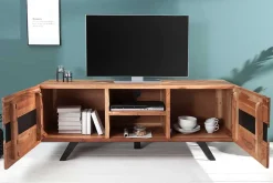 Massives TV-Board AMAZONAS 160cm Akazie Metall Lowboard Baumkante