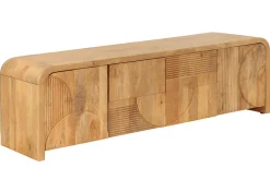 Massives TV-Board ART DECO 170cm cream finish beige Mangoholz abgerundet