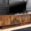 Massives TV-Board ART DECO 200cm braun Mangoholz Lowboard 3D-Front