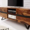 Massives TV-Lowboard AMAZONAS 160cm braun Sheeshamholz mit Baumkante