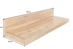 Massives Wandregal MAKASSAR 80cm natur Mangoholz handmade