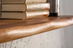 Massives Wandregal MAMMUT 80cm braun Sheesham stone finish Regalbrett mit Baumkante