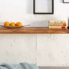Massives Wandregal MAMMUT 115cm braun Sheesham stone finish Regalbrett Baumkante