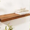 Massives Wandregal PURE 60cm braun stone finish Sheeshamholz Steckregal