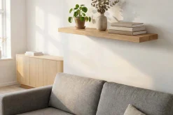 Massives Wandregal PURE 80cm Mango natur cream finish Mangoholz Steckregal