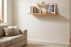 Massives Wandregal PURE 60cm Mango natur cream finish Mangoholz Steckregal