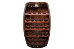 Massives Weinregal BODEGA 80cm coffee braun Pinie Fass-Bartisch für 23 Flaschen