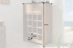 Massives Weinregal HEMINGWAY 56cm recyceltes Massivholz Weinschrank für 16 Flaschen