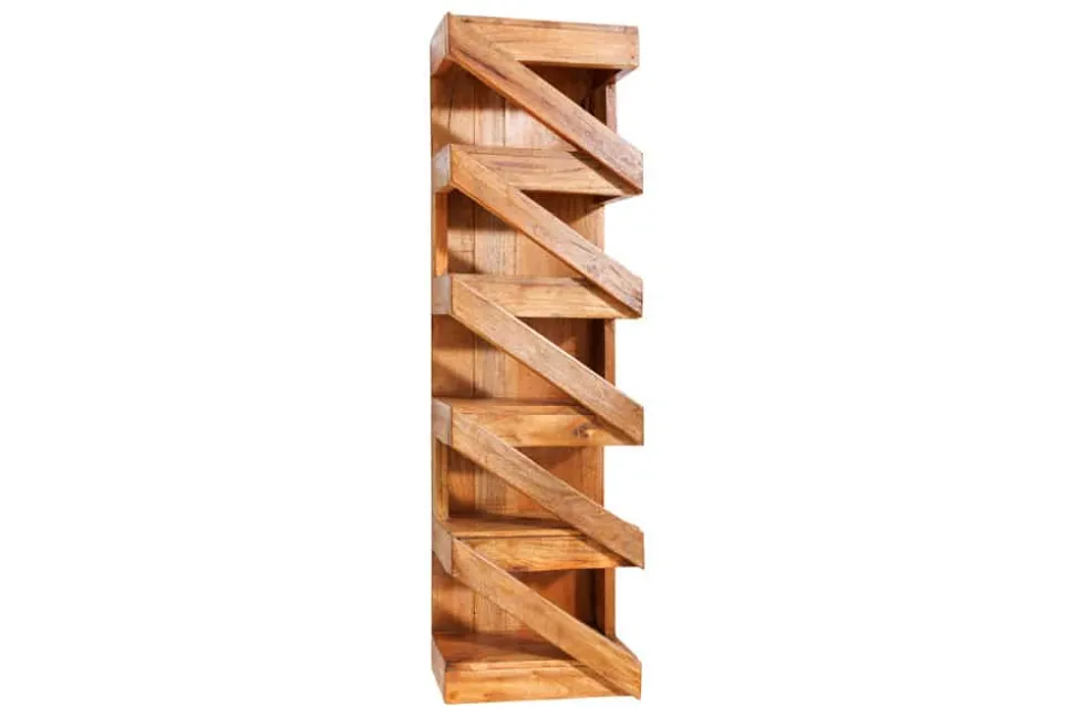 Massives Weinregal MAKASSAR 80cm recyceltes Teakholz für 5 Flaschen Wandregal