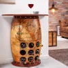 Massives Weinregal SEVEN SEAS 80cm natur Pinienholz Weltkarte Weinfass Barschrank