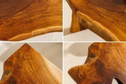 Massivholz Bank ROOT 100cm braun natur Teak Baumstamm