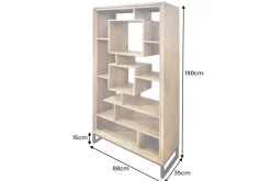 Massivholz Bücherregal CUBUS 190cm Akazie honey finish Metallfüße schwarz Standregal