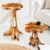 Massivholz Beistelltisch ROOT 70cm natur Teak aus Wurzelholz im Stelzen-Design