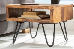 Massivholz Beistelltisch SCORPION 45cm braun Sheesham stone finish Hairpin Legs Stauraum