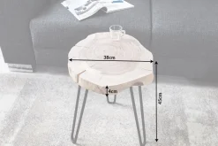 Massivholz Beistelltisch GOA 40cm natur Akazie Baumstamm Metall schwarz Hairpin Legs