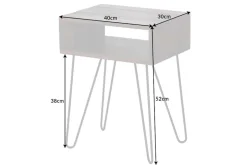 Massivholz Beistelltisch SCORPION 55cm Akazie Nachttisch mit Ablage Hairpin Legs Metall
