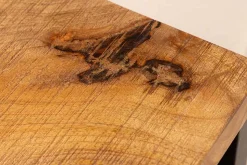 Massivholz Beistelltisch GASTON 65cm natur Mangoholz Metall schwarz handmade