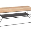 Massivholz Couchtisch ARCHITECTURE 110cm Eiche geölt schwarzes Metallgestell mit Ablage