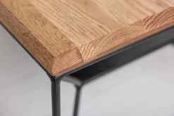 Massivholz Couchtisch ARCHITECTURE 110cm Eiche geölt schwarzes Metallgestell mit Ablage