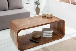 Massivholz Couchtisch CUBUS 100cm braun Sheesham stone finish TV-Board Retro Design