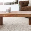 Massivholz Couchtisch MAKASSAR 100cm braun Sheesham stone finish einzigartige Maserung