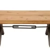 Massivholz Couchtisch THOR 110cm Wildeiche geölt X-Gestell Metall anthrazit Industrial Design