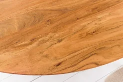 Massivholz Esstisch GALAXIE 130cm rund Akazie natur schwarzes Metallgestell